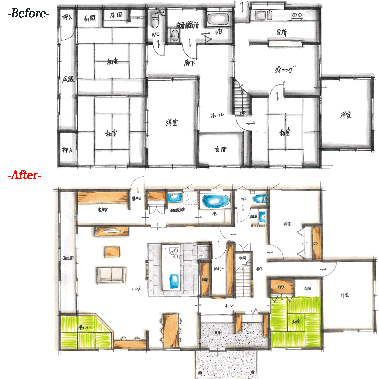 戸建リノベ間取図