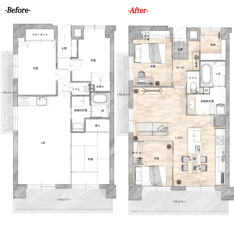マンションリノベ間取図